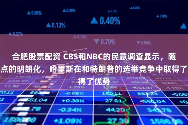合肥股票配资 CBS和NBC的民意调查显示，随着观点的明朗化，哈里斯在和特朗普的选举竞争中取得了优势