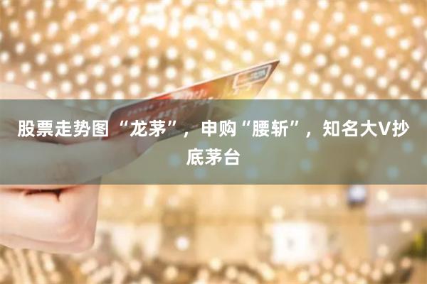 股票走势图 “龙茅”，申购“腰斩”，知名大V抄底茅台
